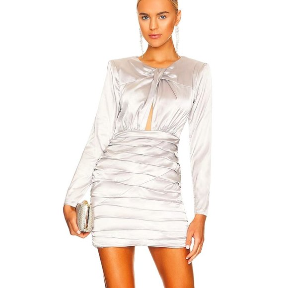 ASTR the LABEL Petrova Cut Out Dress in Silver Size Small New - Picture 1 of 14